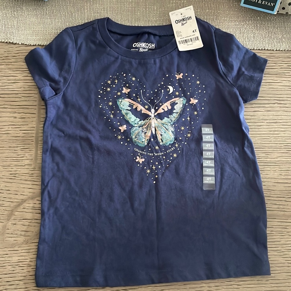 NWT OshKosh B’gosh size 4T blue butterfly T-shirt
